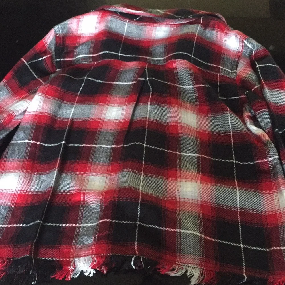 Justice long sleeve plaid shirt red and black size 7